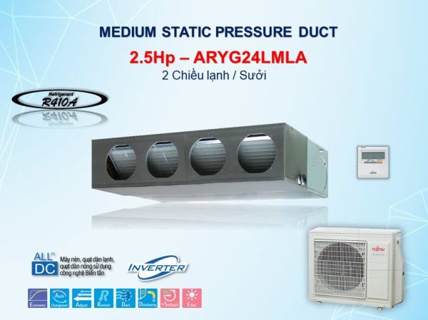 Điều hòa nối ống gió 2 chiều Fujitsu 24.000BTU ARAG24LMTA