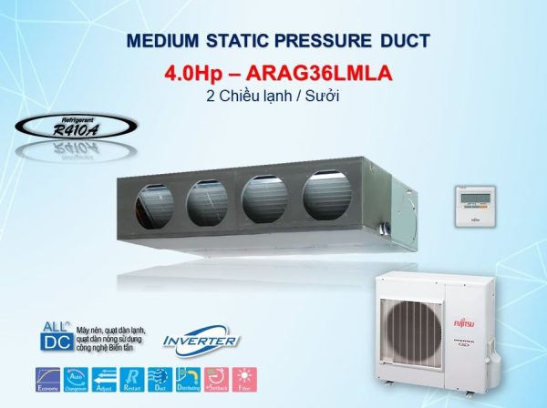 Điều hòa nối ống gió 2 chiều Fujitsu 36.000BTU ARAG36LMLA
